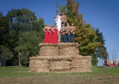 Round-Bale-Photography-Farm-Country-WI-Wedding-BridalParty-SunflowerHill